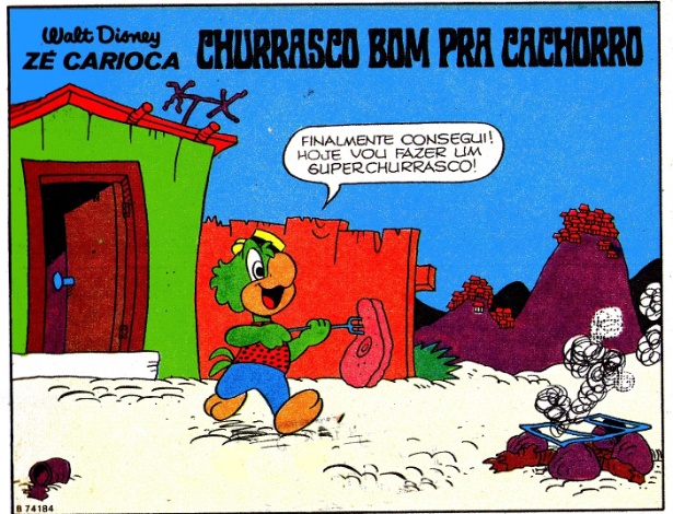 Zé Carioca em painel da HQ "Churrasco Bom Pra Cachorro", de Renato Canini